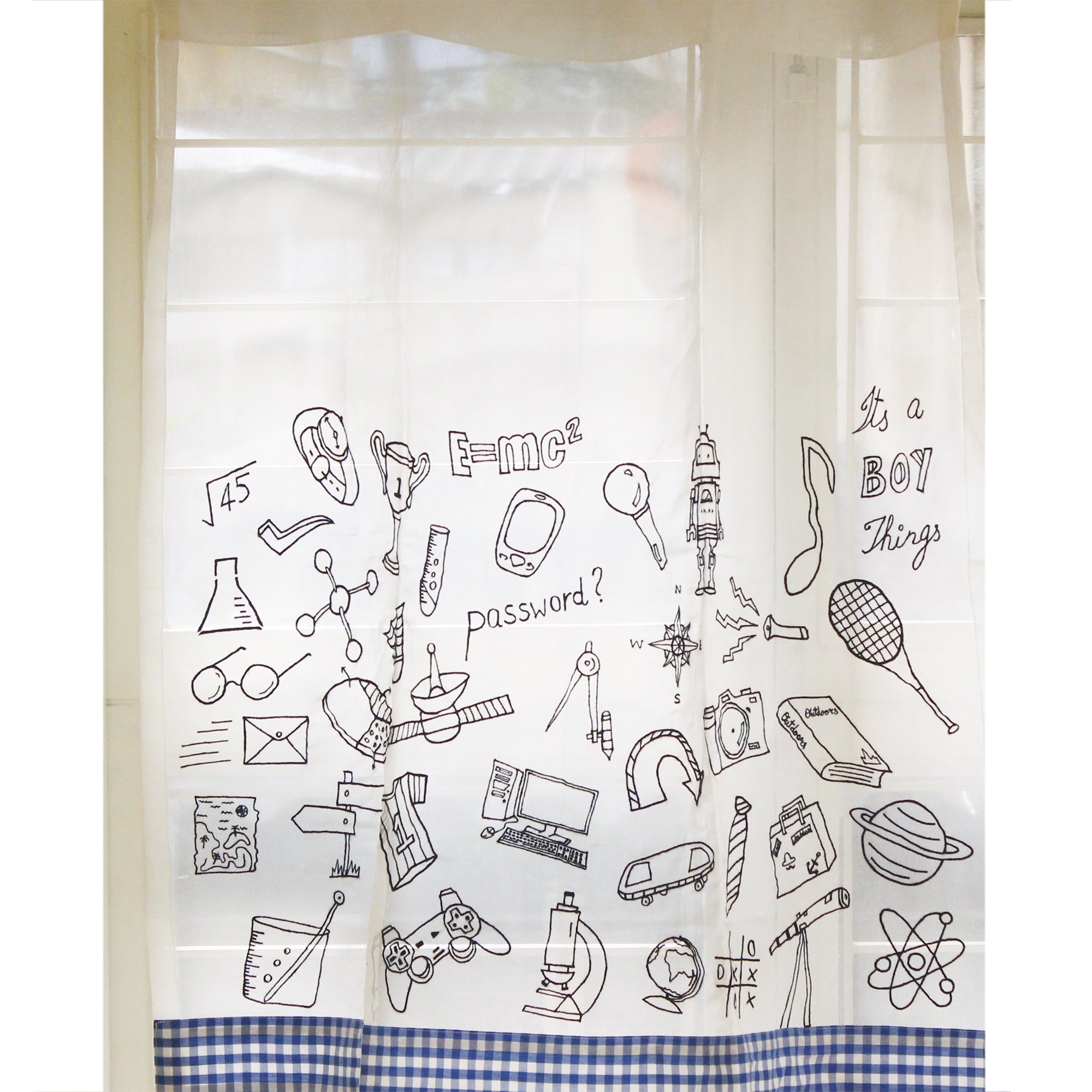Doodle Dude -Sheer Curtains