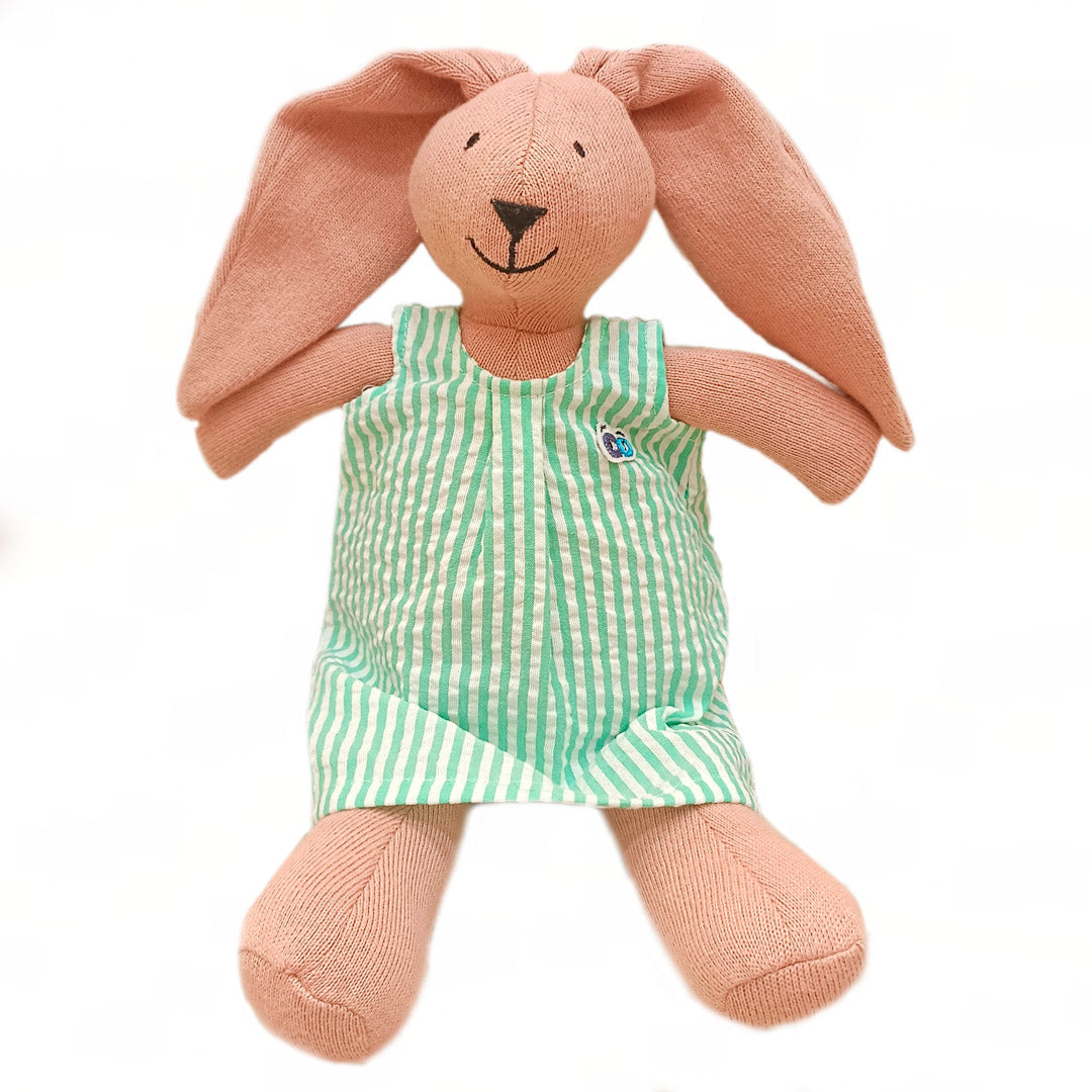 Doll's Green Striped Seer Sucker Dress