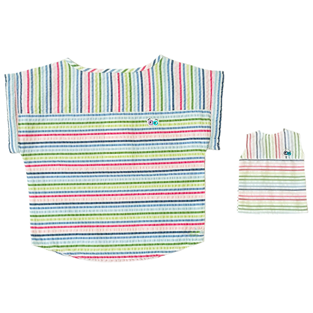 Doll's Multicolor Striped Seer Sucker Dress