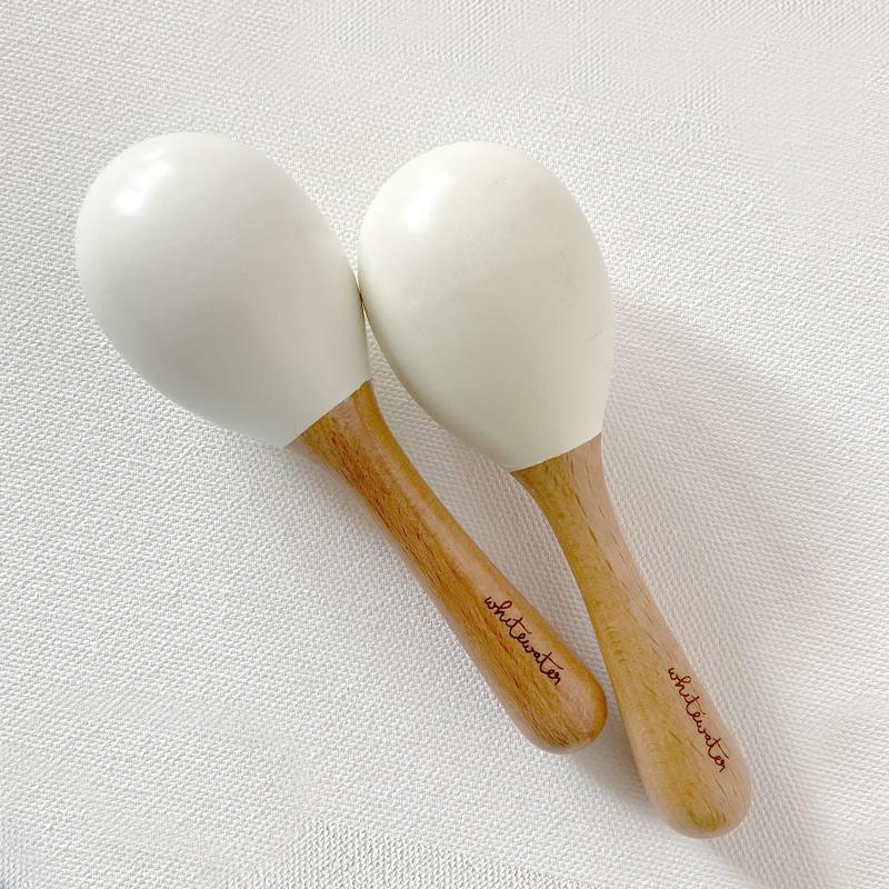 Wooden Maracas Set- White