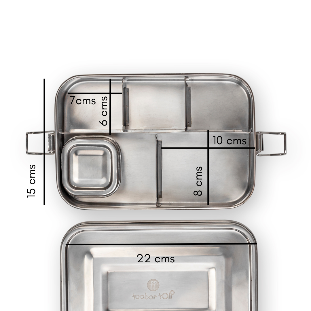 Stainless Steel 5 Section Bento Lunch Box With Dip Container