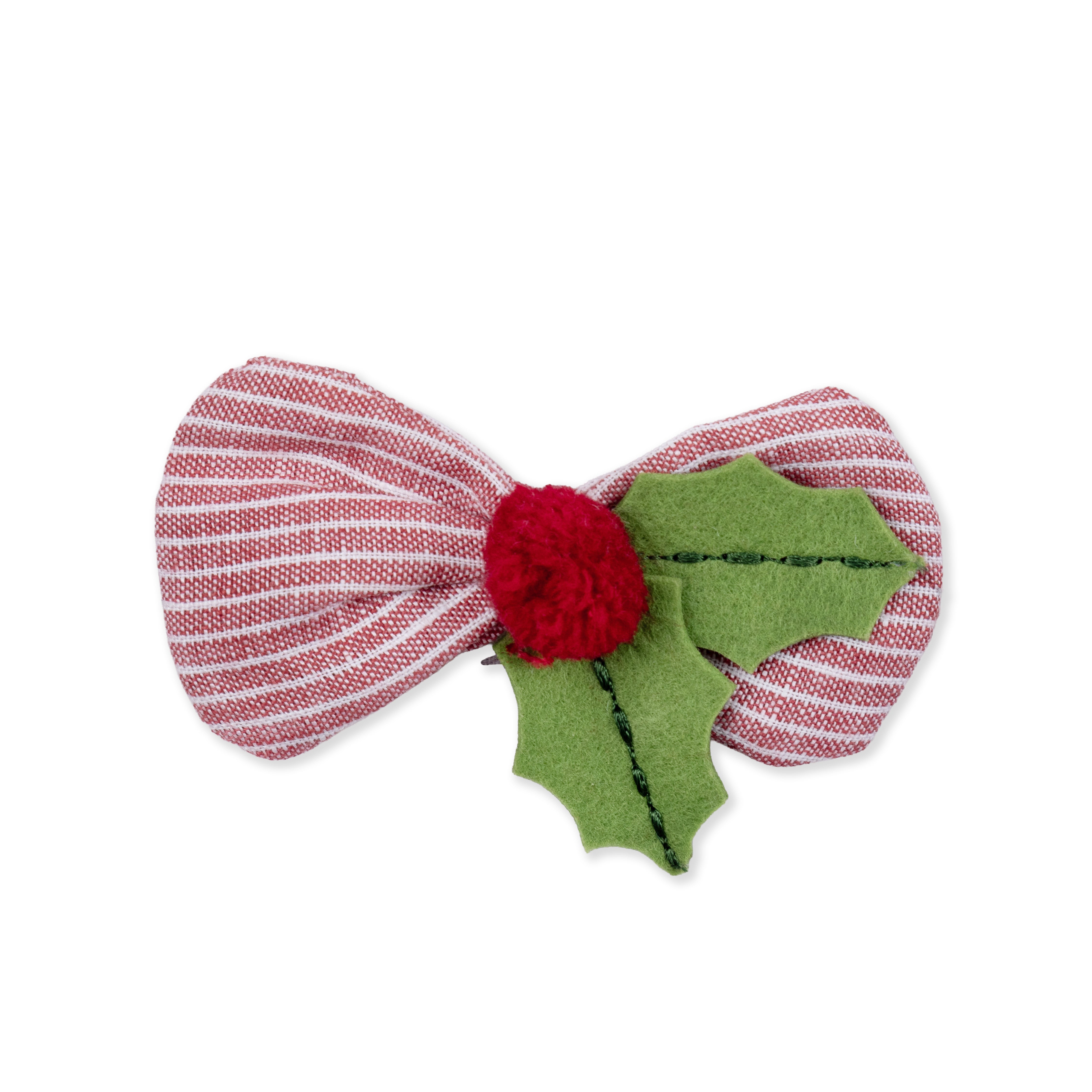 Holly Berry Bow Hair Clip