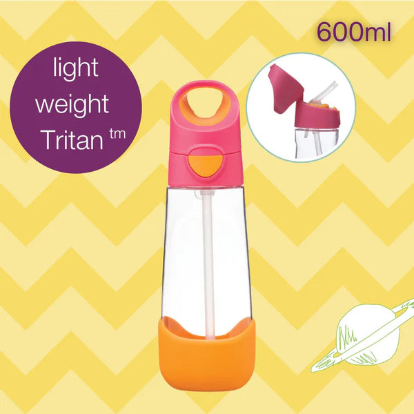 Tritan Straw Drink bottle 600ml Pink
