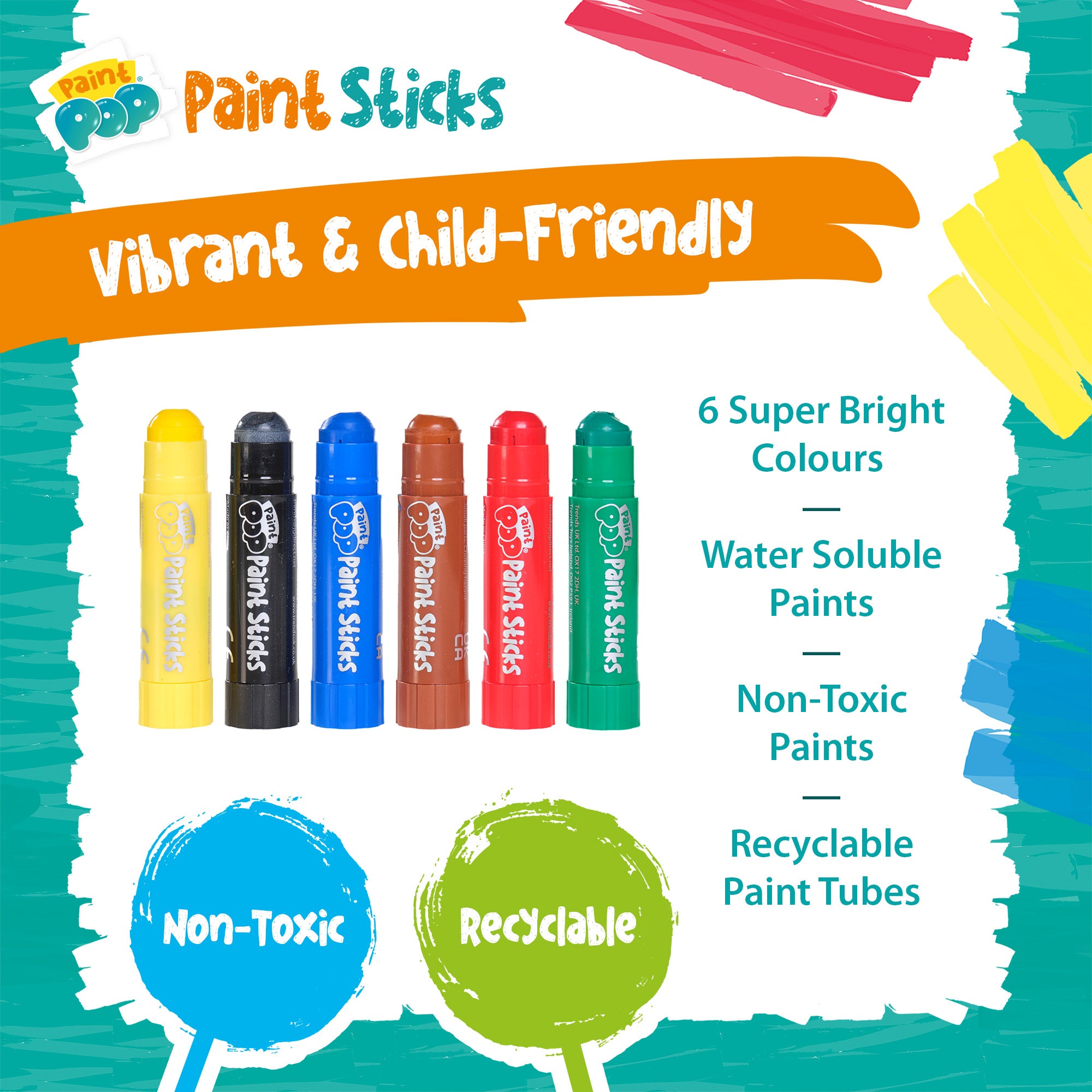 Paint Pop Classic 6 Pack Paint Quick Dry Paint Sticks