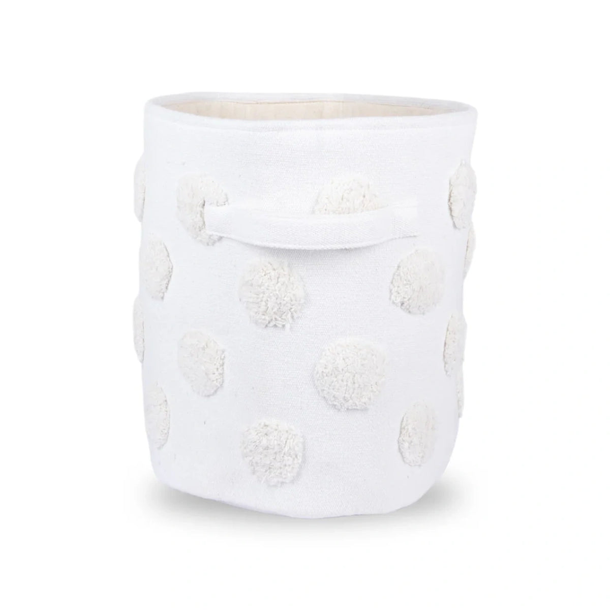 PomPom Medium Round Beige Toy Storage Basket