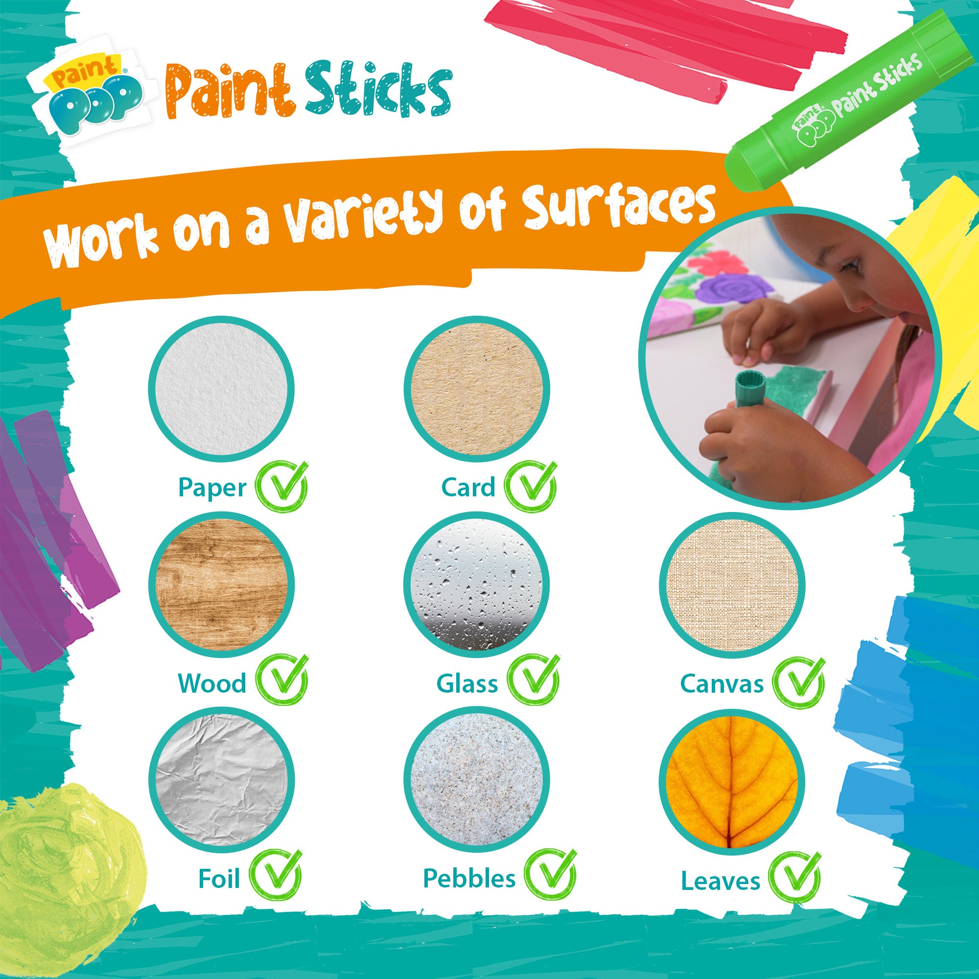 Paint Pop Classic 6 Pack Paint Quick Dry Paint Sticks