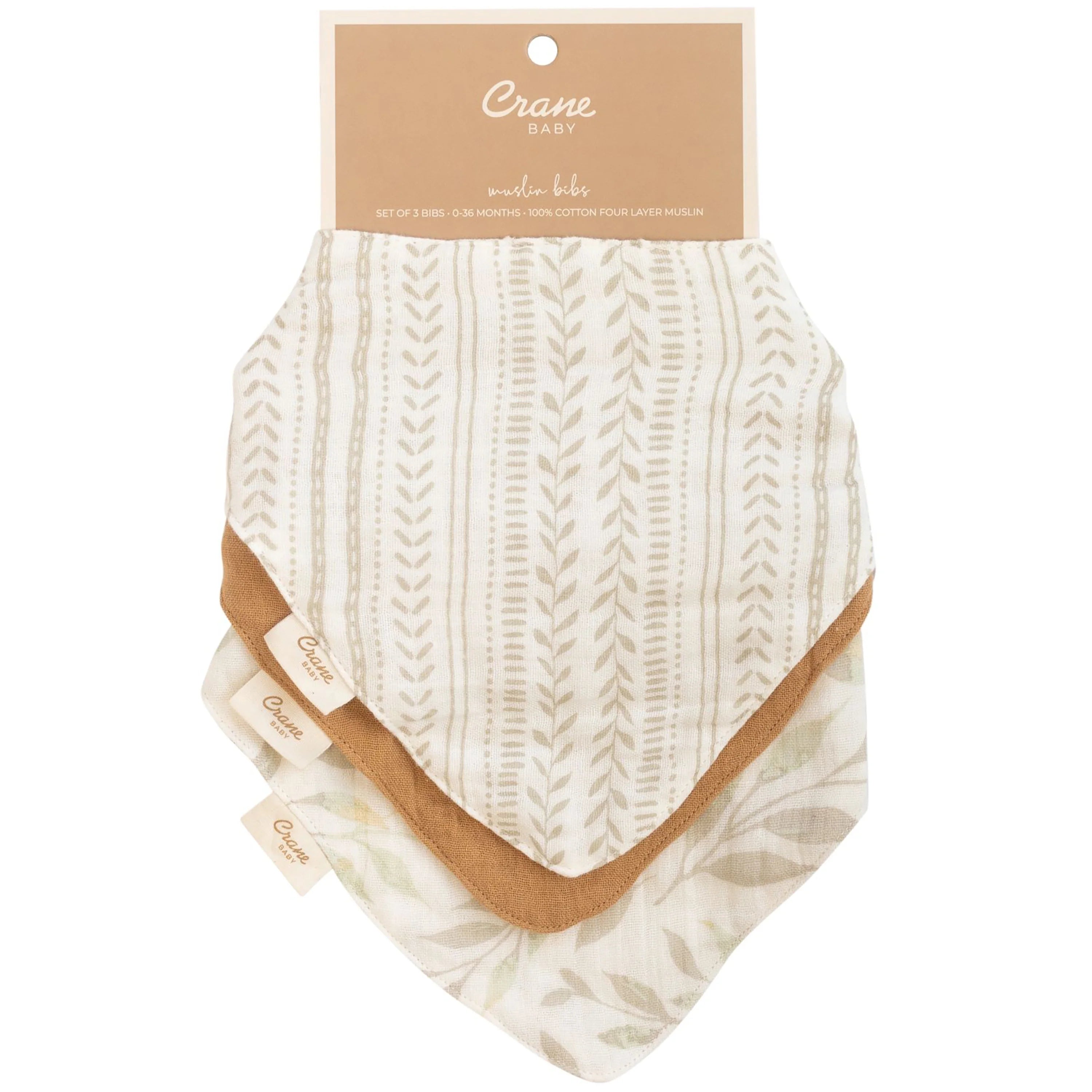 Crane Baby Bandana Bib Set - Willow Multicolor Leaf