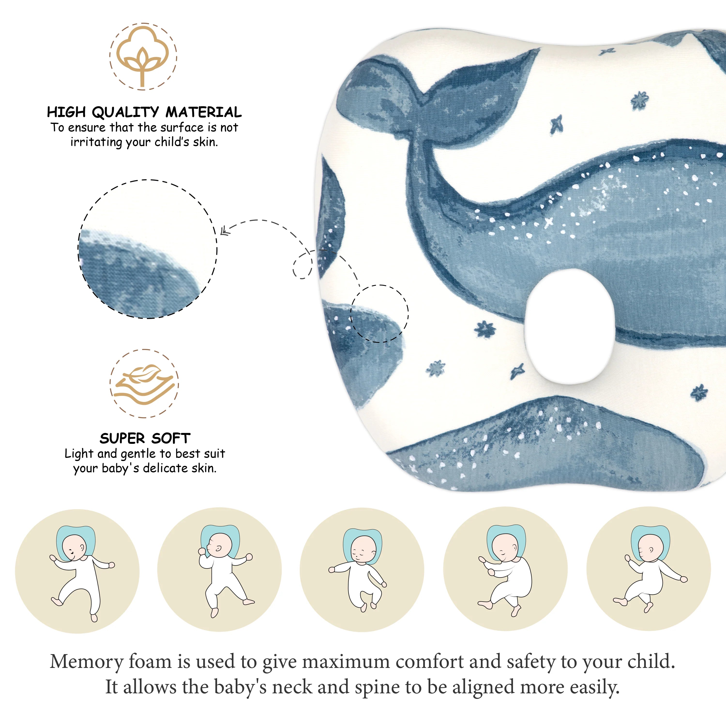 Memory Foam Pillow - Caspian Whale