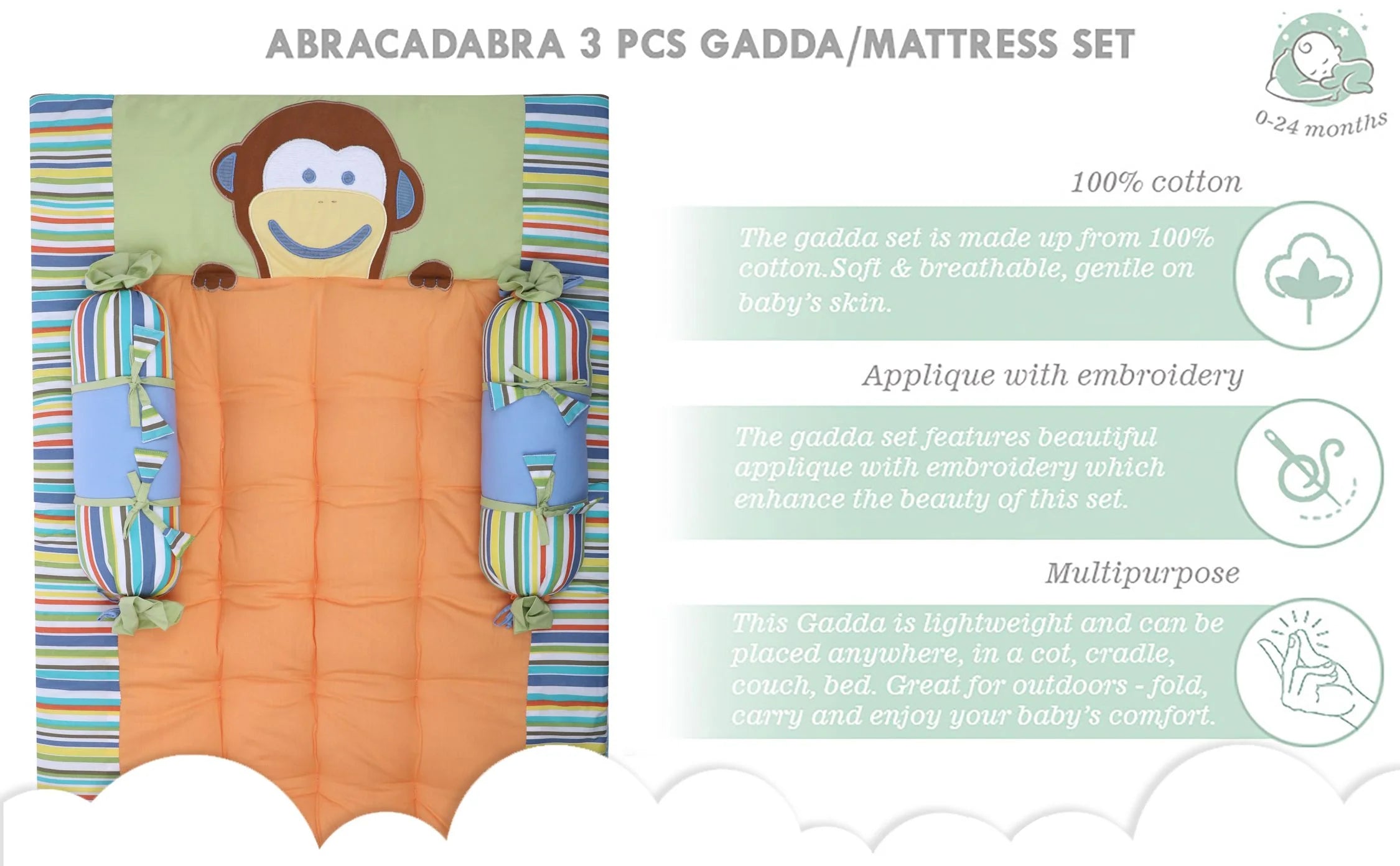 Gadda Set with 2 bolsters - Head & Tail