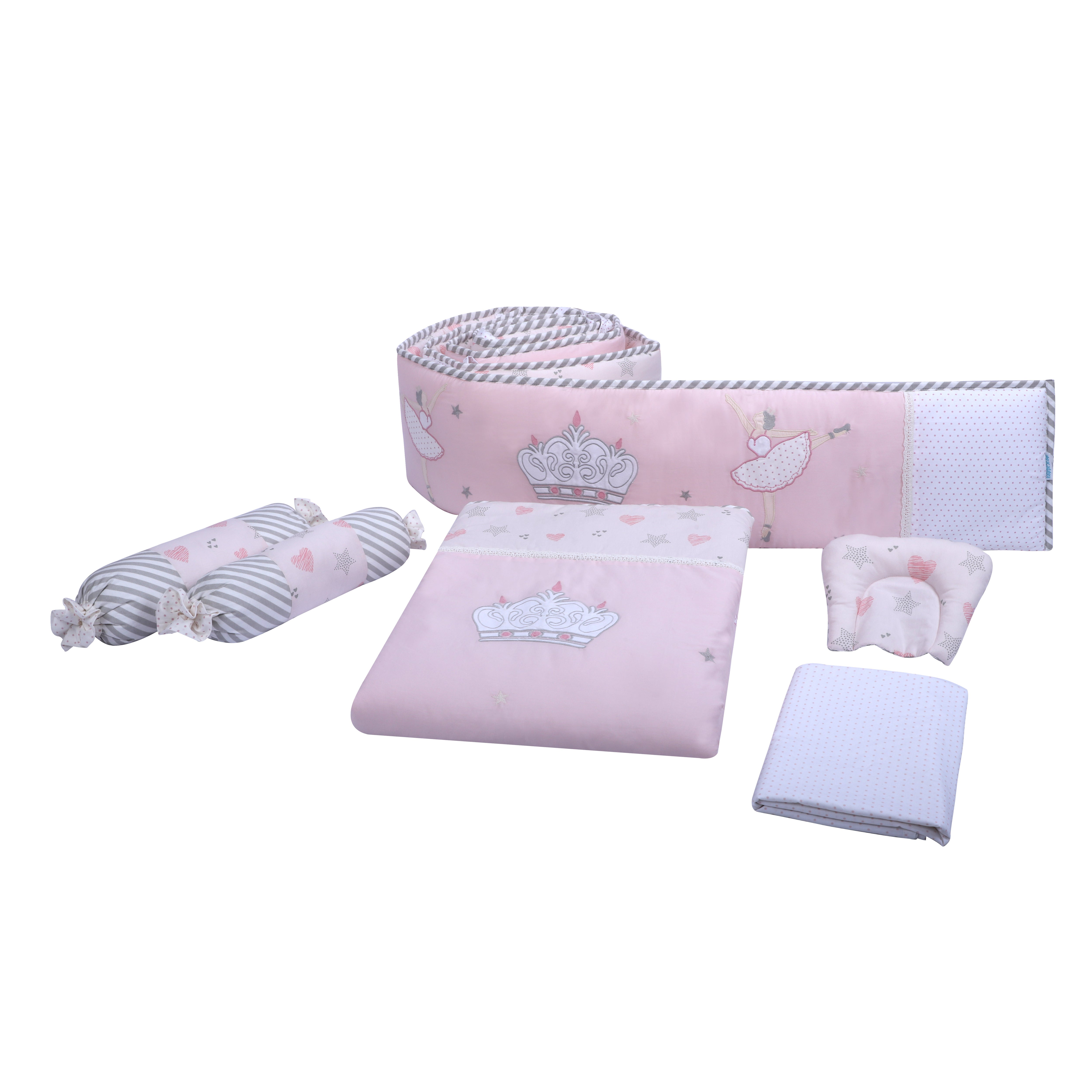 6 PIECE COT BEDDING SET - BALLERINA