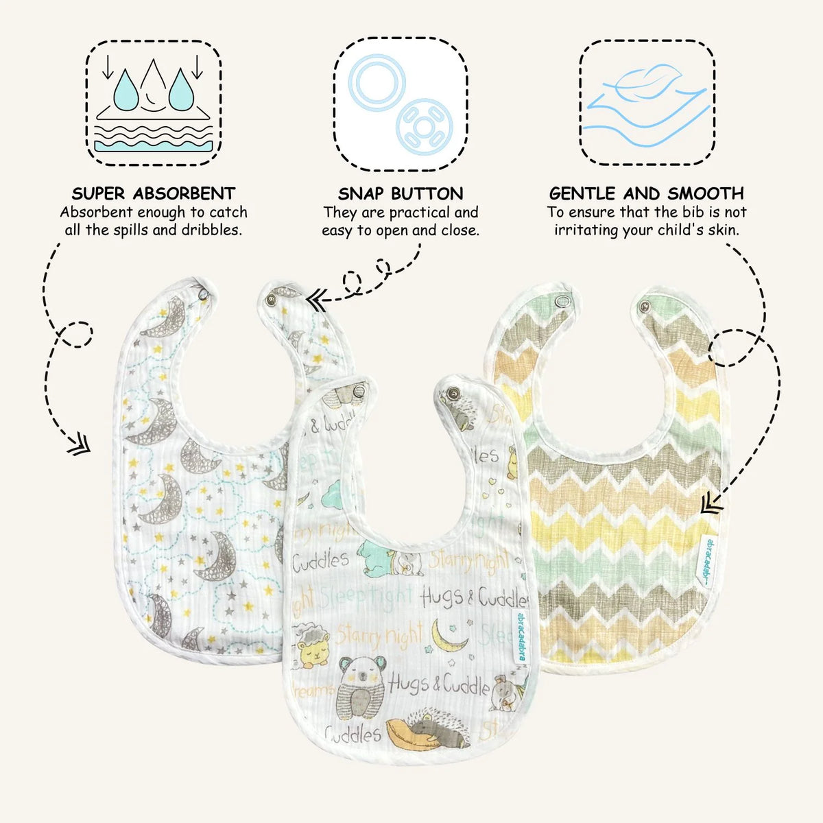 Muslin Bibs Sleepy Friends