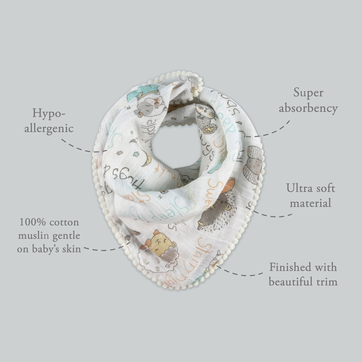 Muslin Bandana Bibs Sleepy Friends