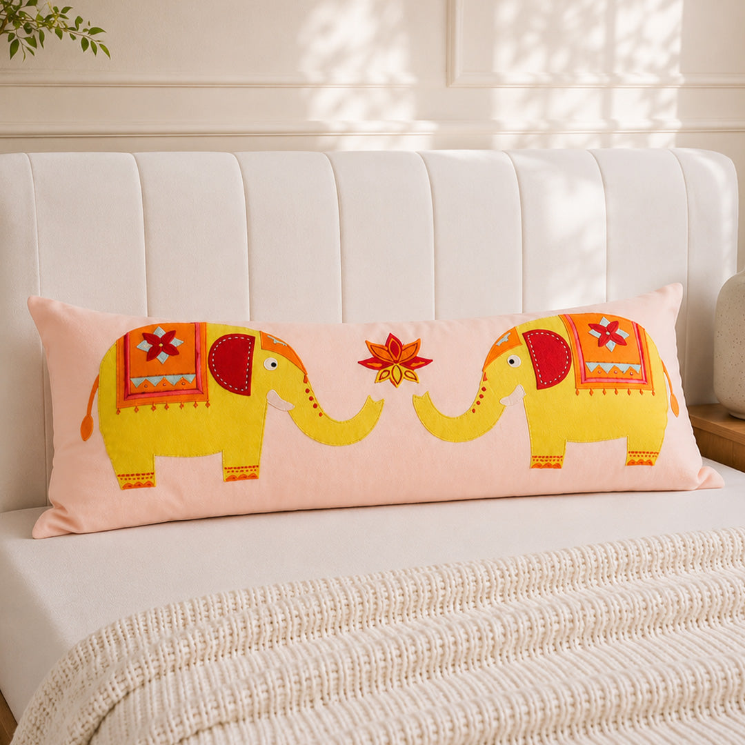 Amazing India Elephant Long Cushion Cover