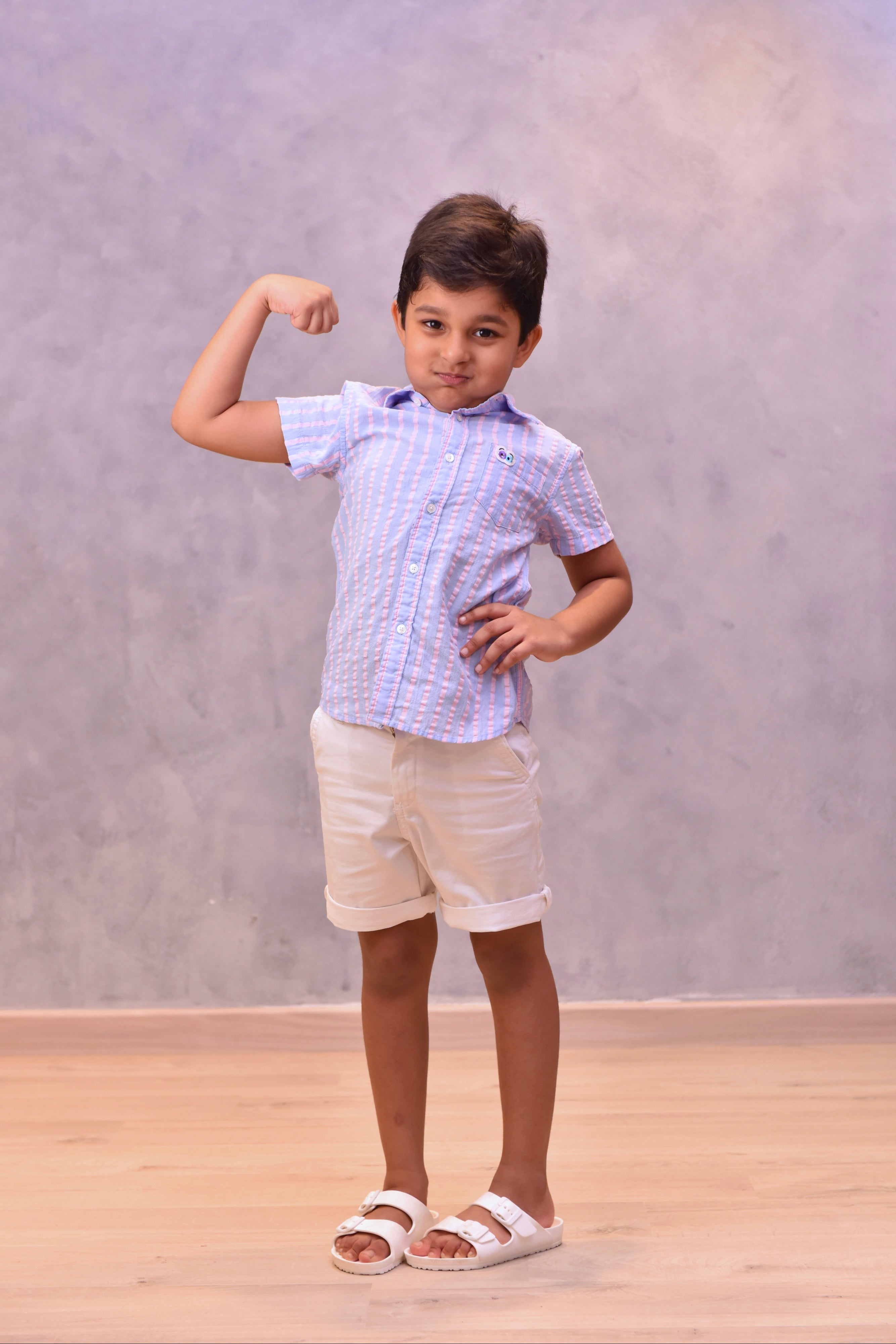 Boys Blue/Pink Seersucker Shirt