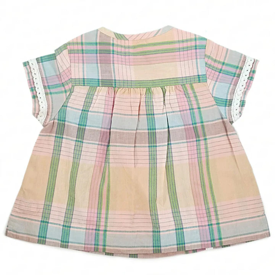 Girls Flared Madras Checks Cotton Top