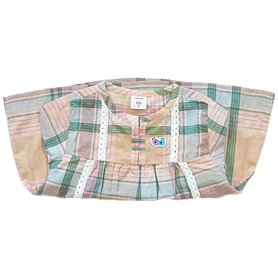 Girls Flared Madras Checks Cotton Top