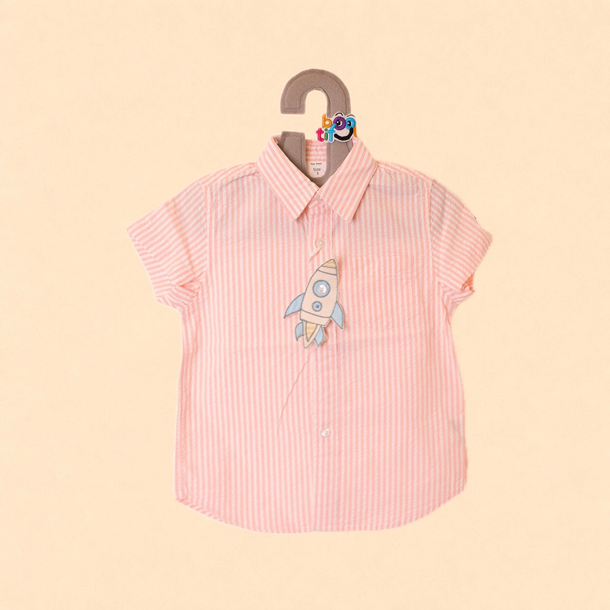 Boy's marshmallow pink striped seersucker
