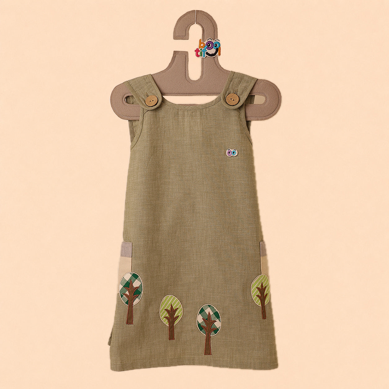 Girls Pine Criss Cross Dress- NATURE