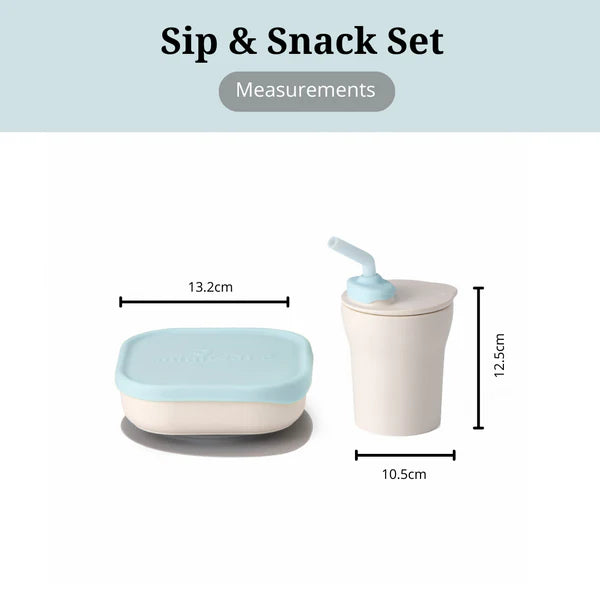 Sip And Snack Suction Bowl With Sippy Cup Feeding Set Vanilla And Aqua