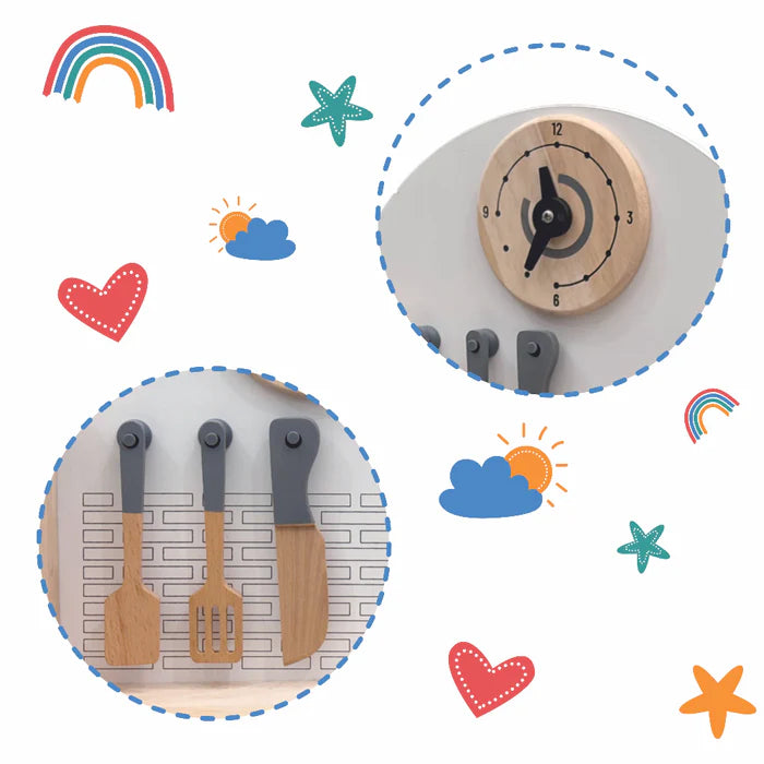 Open Ended Tiny Chef's First Wooden Kitchen (8 Accessories included)