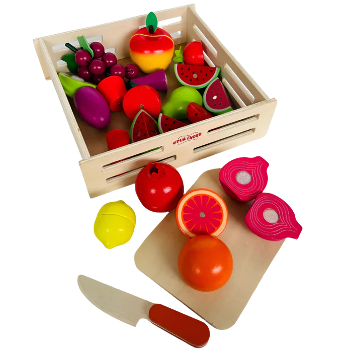 Open Ended Wooden Cutting Set - Fruits & Veggies