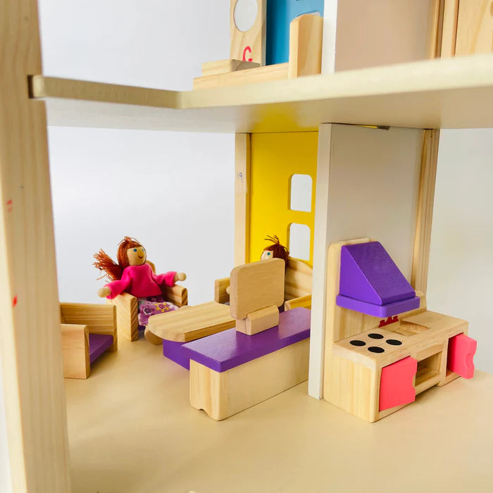 Open Ended Wooden Dollhouse - Redwood Cottage