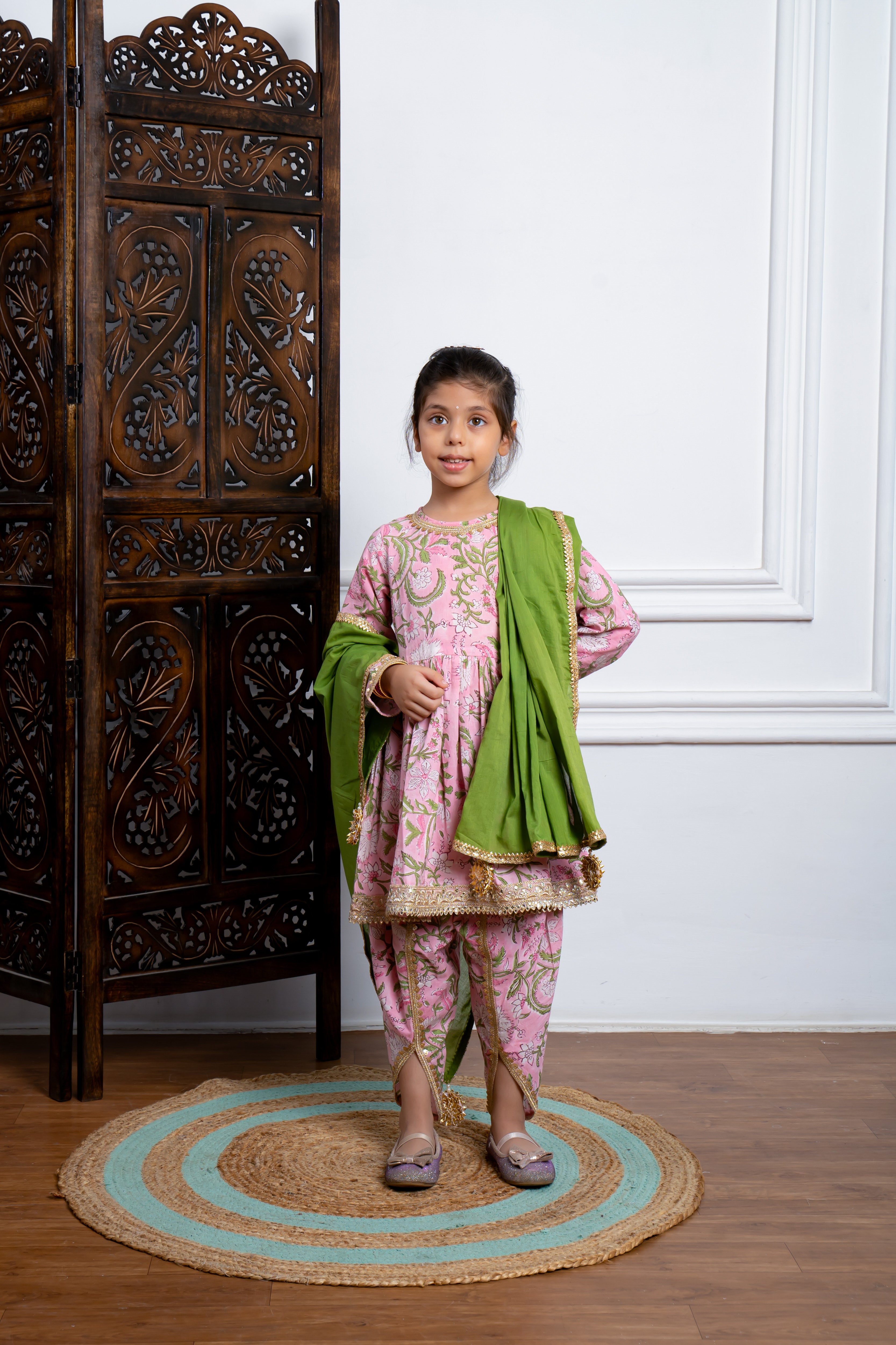 Pink Paisley Dhoti and Kurta set