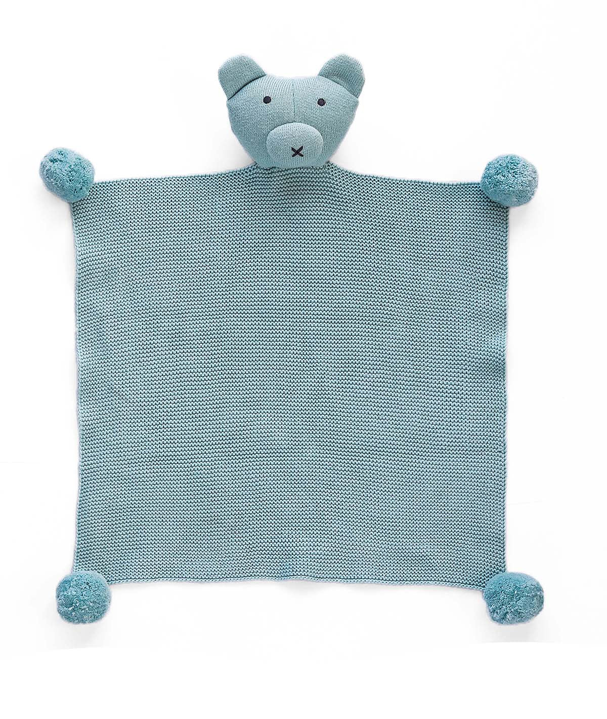 Teddy Bear- Baby Blue Cotton Knitted Gift Bundle  (Set of 2)