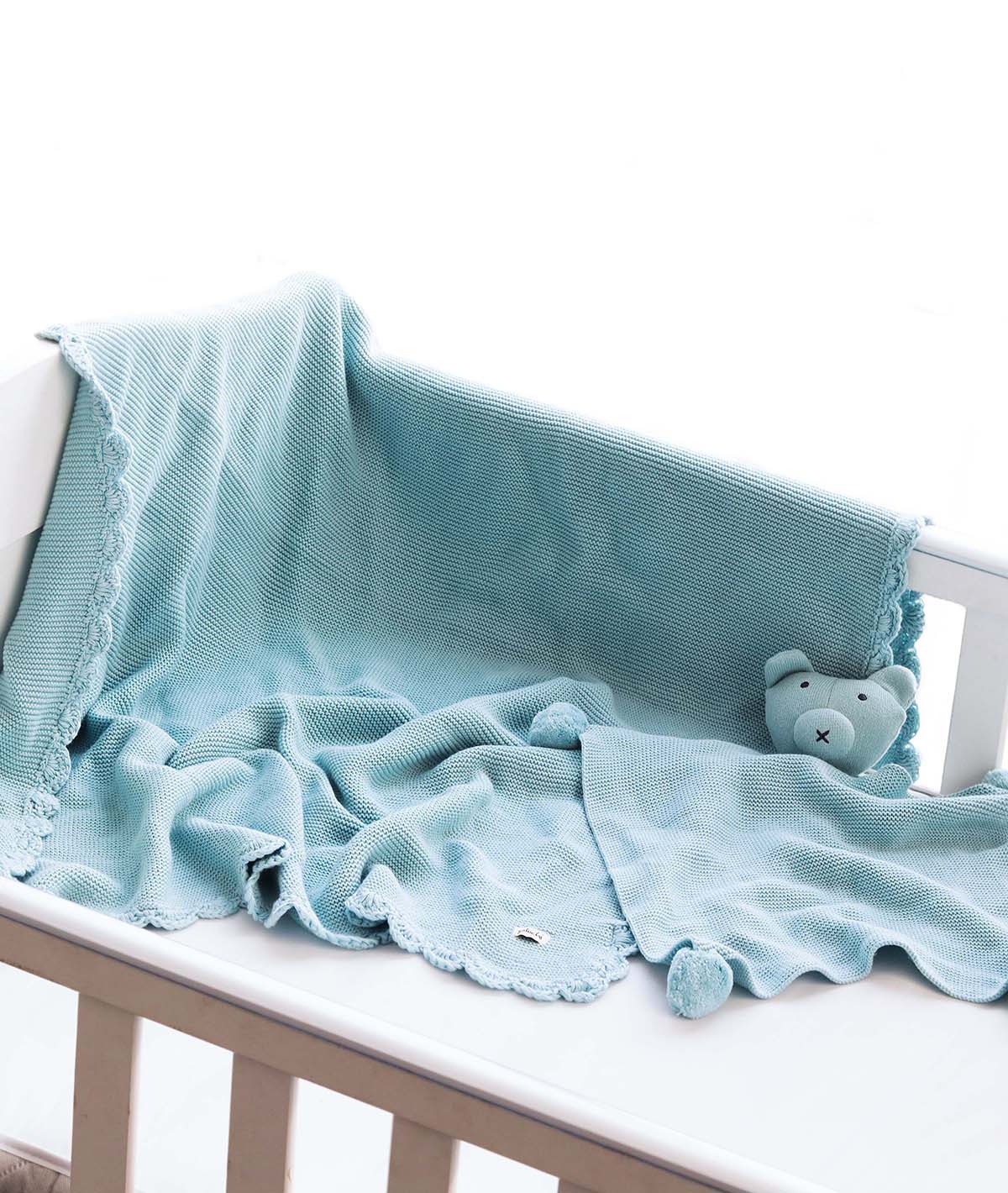 Teddy Bear- Baby Blue Cotton Knitted Gift Bundle  (Set of 2)