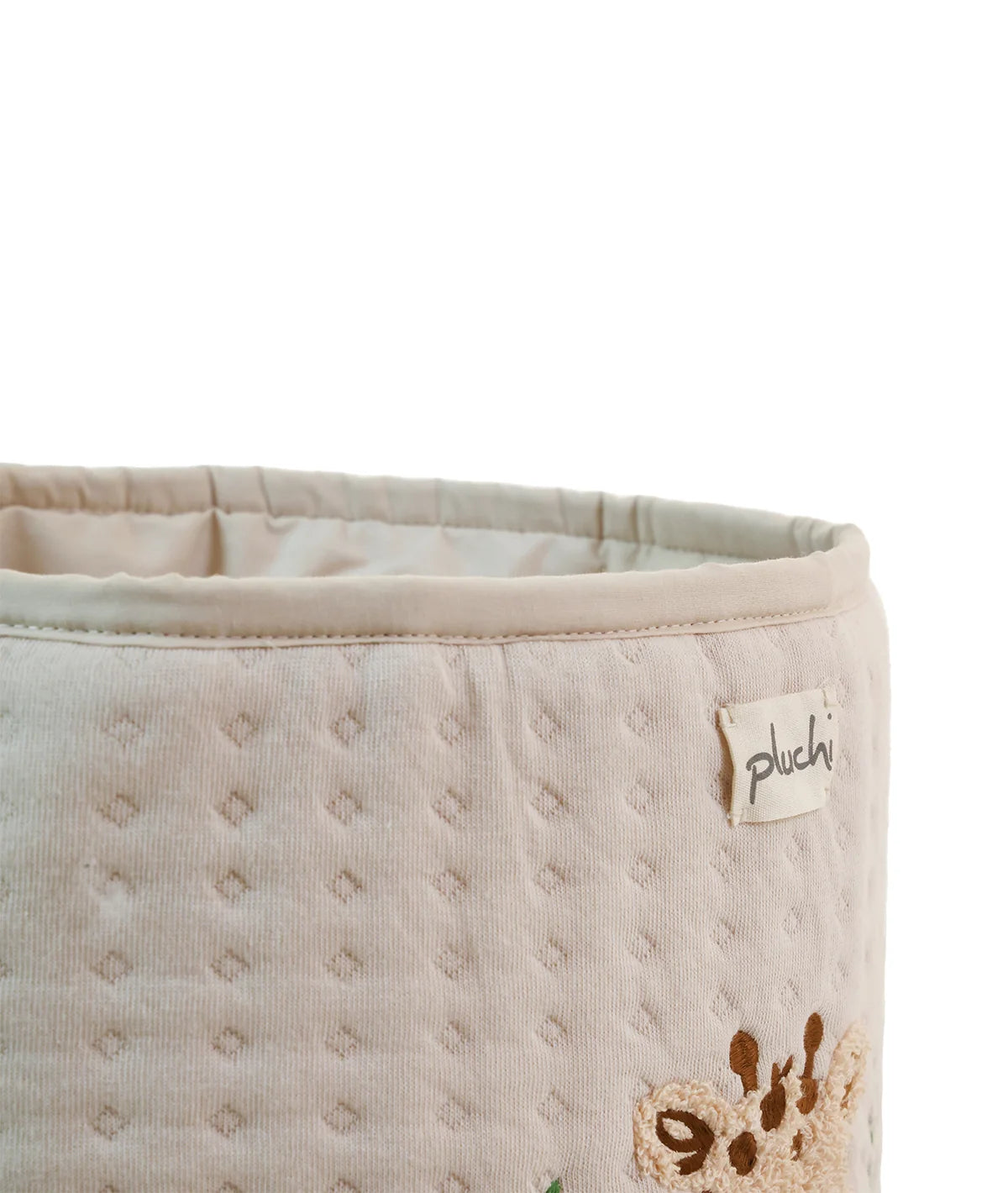 Giraffe Off White Cotton Knitted Quilted Medium Kids Basket