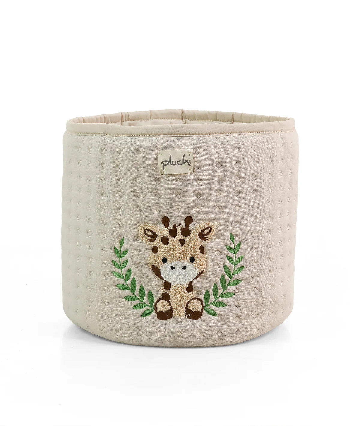 Giraffe Off White Cotton Knitted Quilted Medium Kids Basket