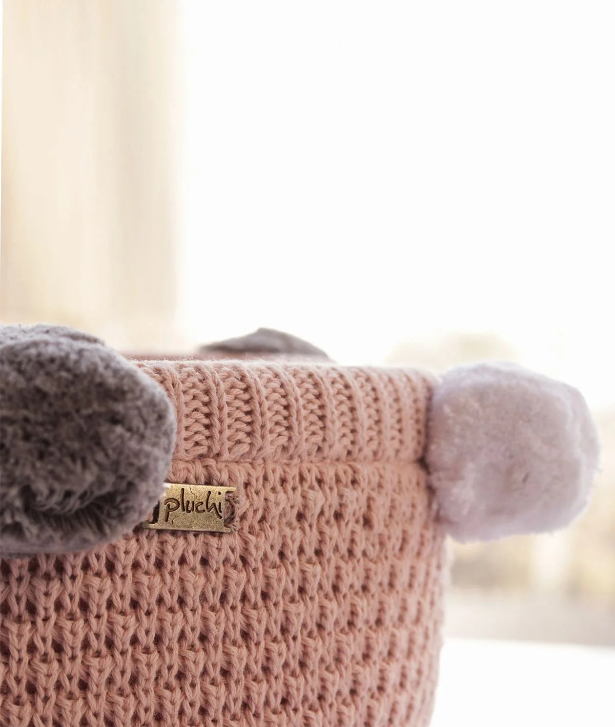 Gracious Pink Color Cotton Knitted Basket for Home Decor