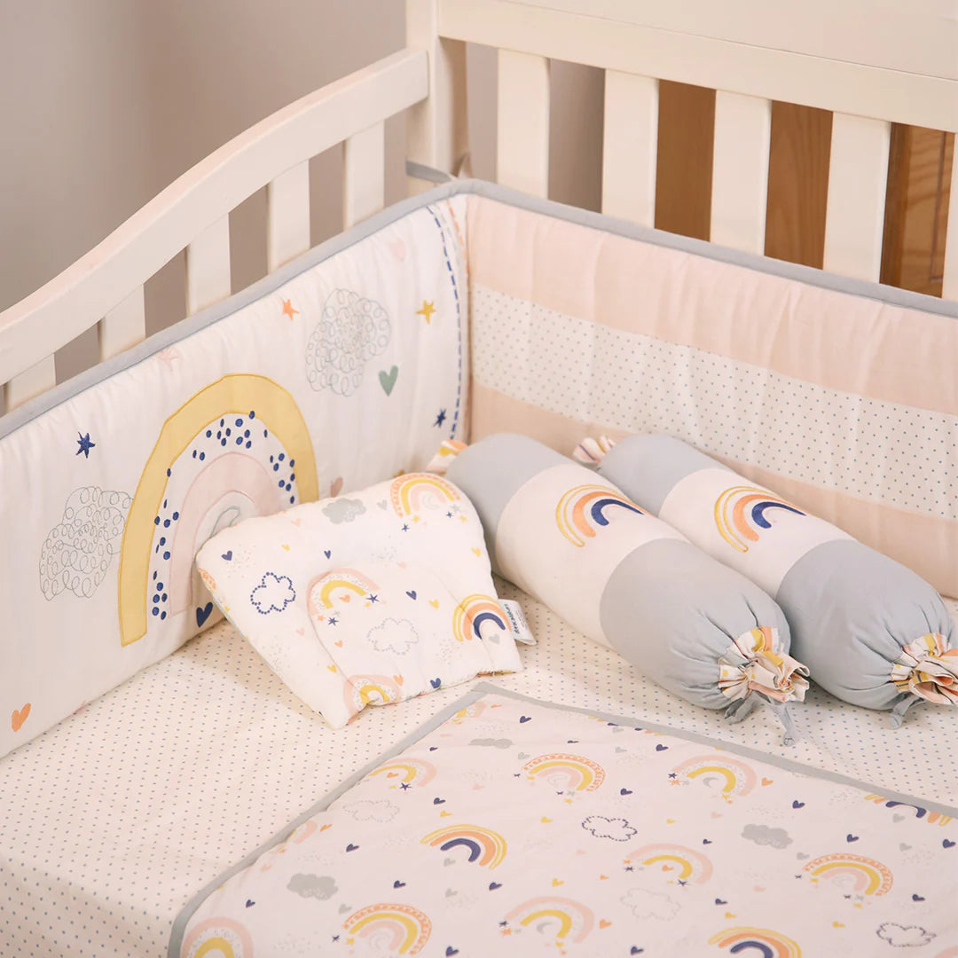 6 Piece Baby Cot Bedding Set - Rainbow