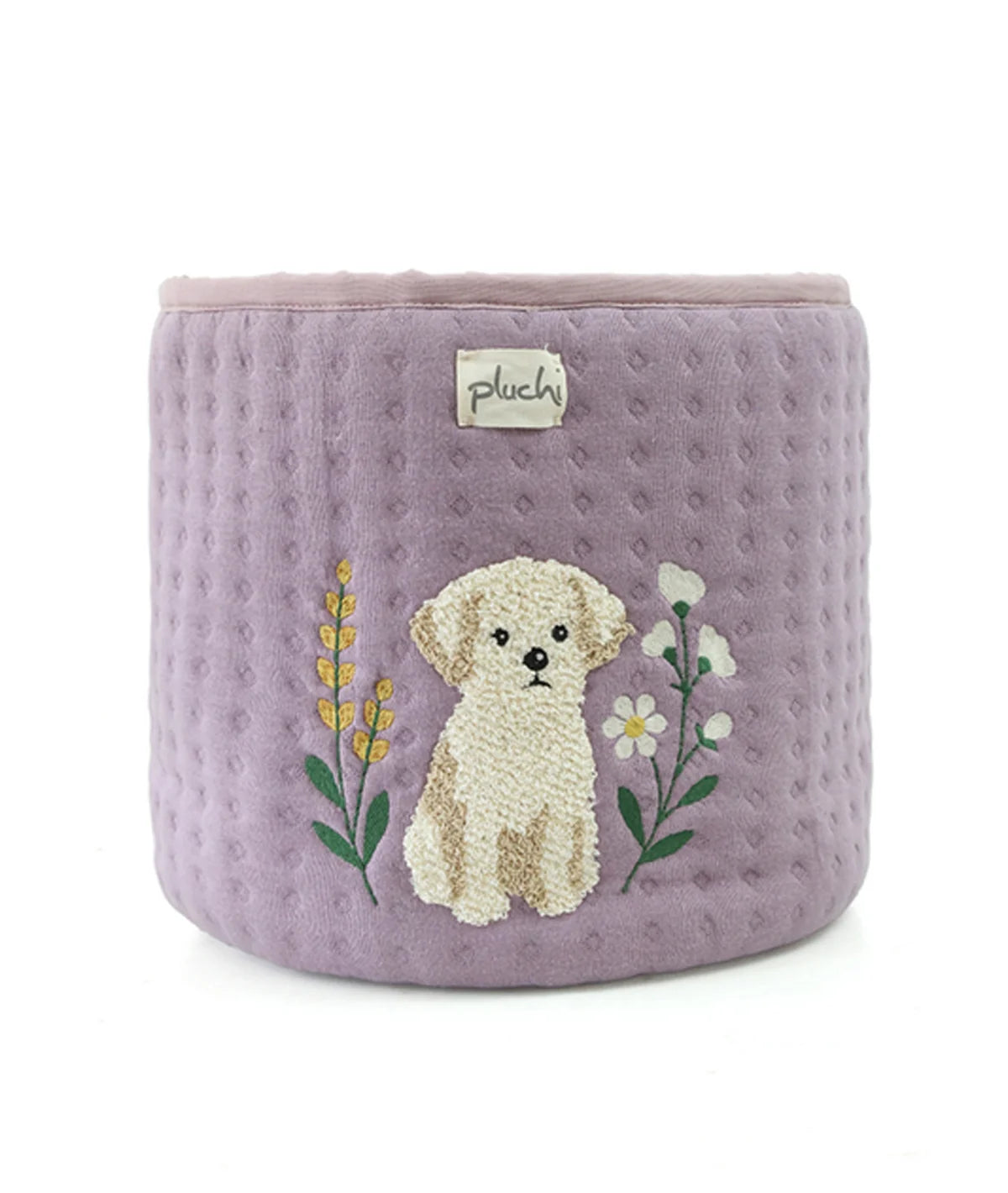 Doggy Lilac Cotton Knitted Quilted Medium Kids Basket