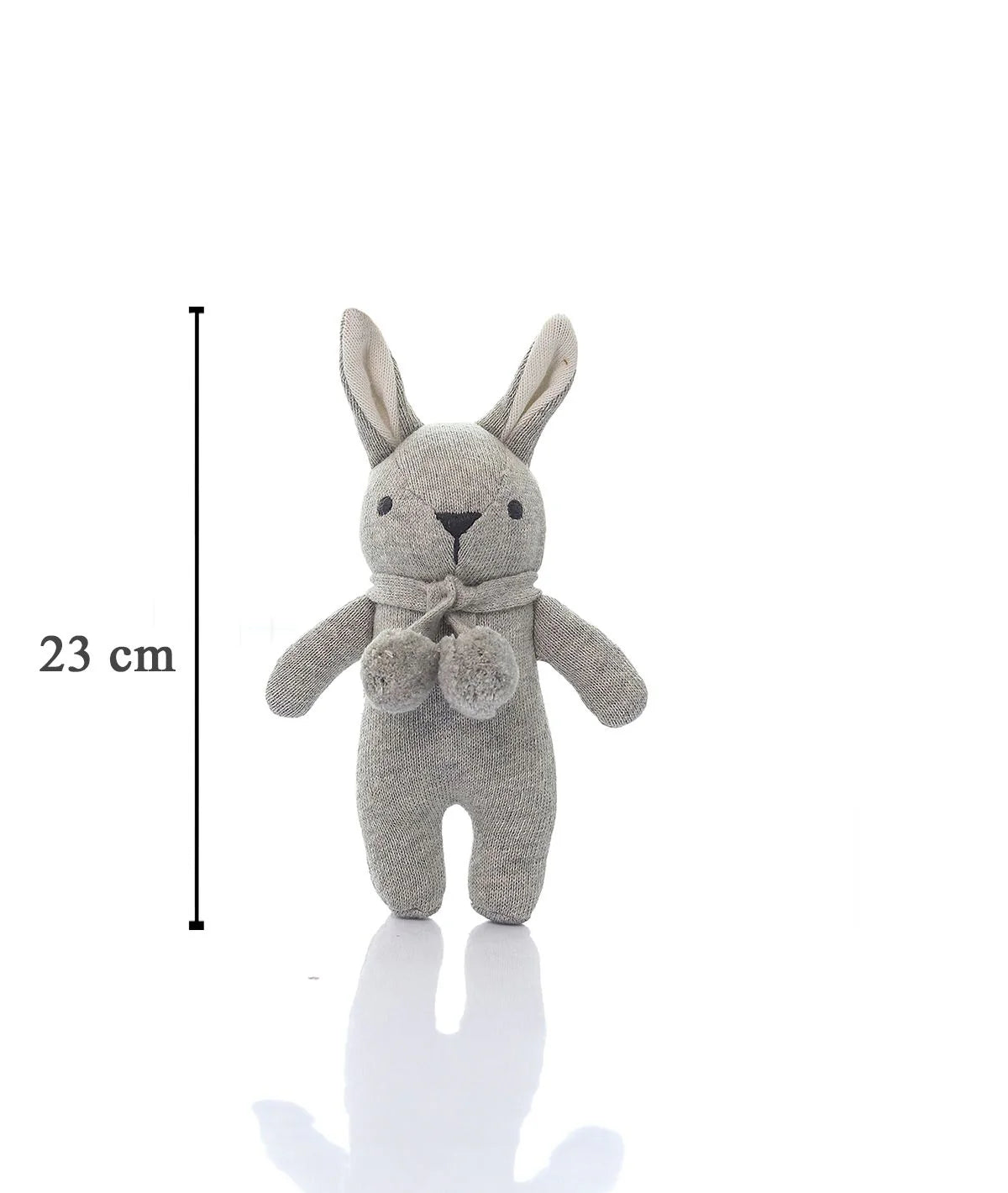 Toto Bear Cotton Knitted Stuffed Soft Rattle Toy (Vanilla Grey Melange & Natural)