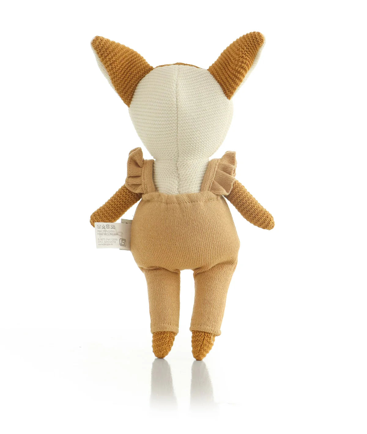 Classy Fox- Cotton Knitted Stuffed Soft Toy (Mustard & Ivory)