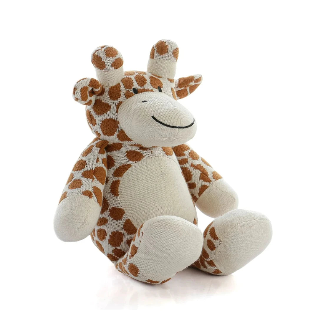 Tall Giraffe - Cotton Knitted Stuffed Soft Toy For Babies & Kids (Cashew Rust / Ivory)