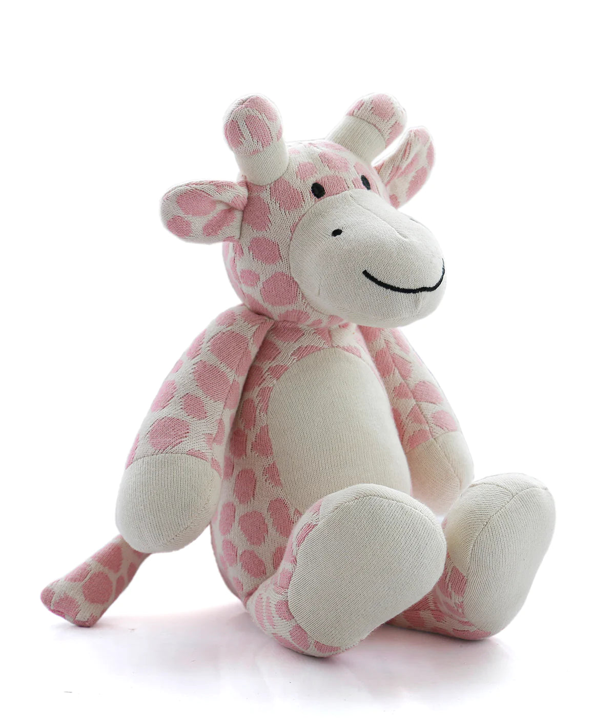 Tall Giraffe - Cotton Knitted Stuffed Soft Toy For Babies & Kids (Bubblegum Pink & Ivory)