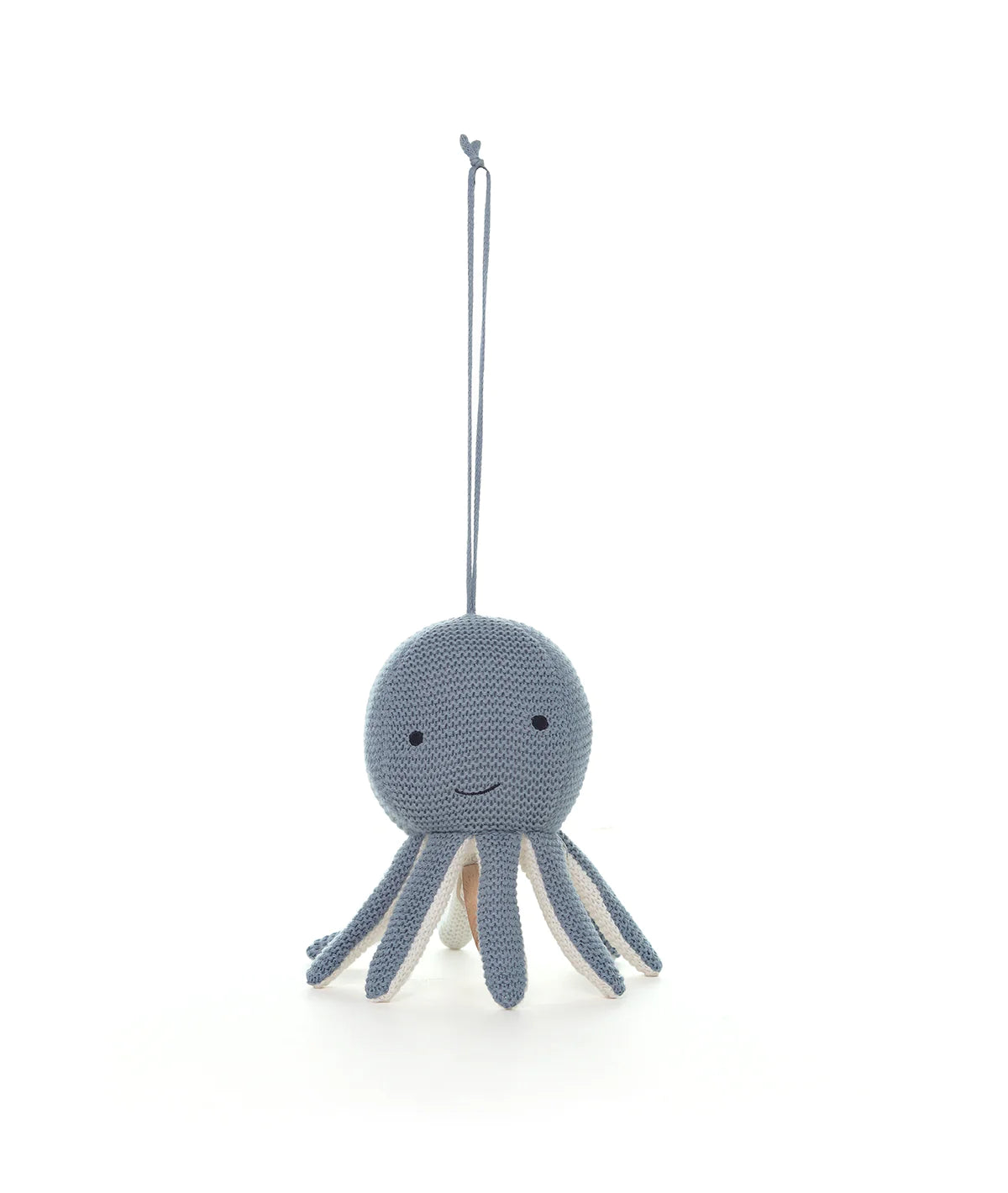 Ozy Octopus Cotton Knitted Stuffed Soft Music Toy (Smoke Blue & Ivory)