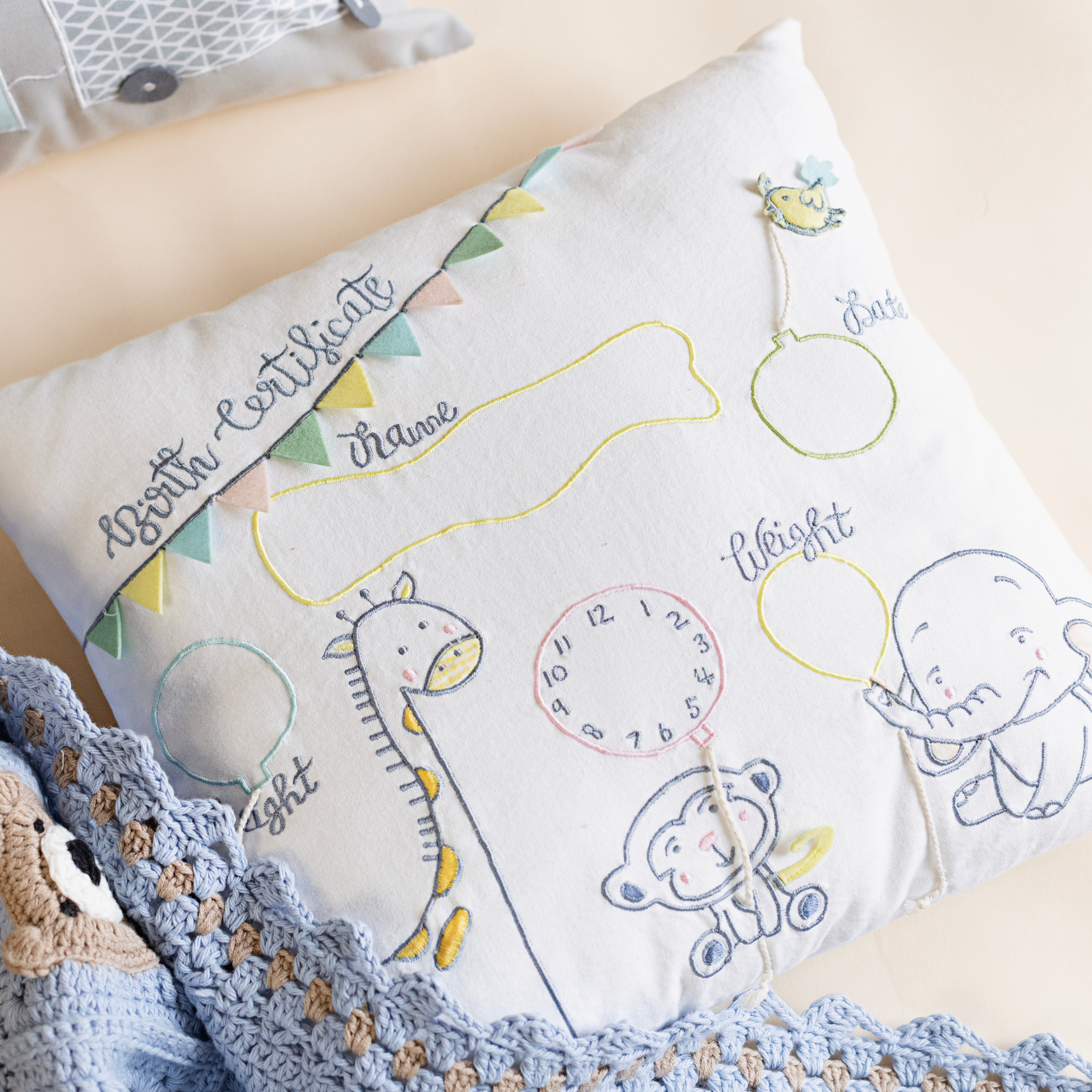 Birth Certificate 16" x 16" Cushion Cover