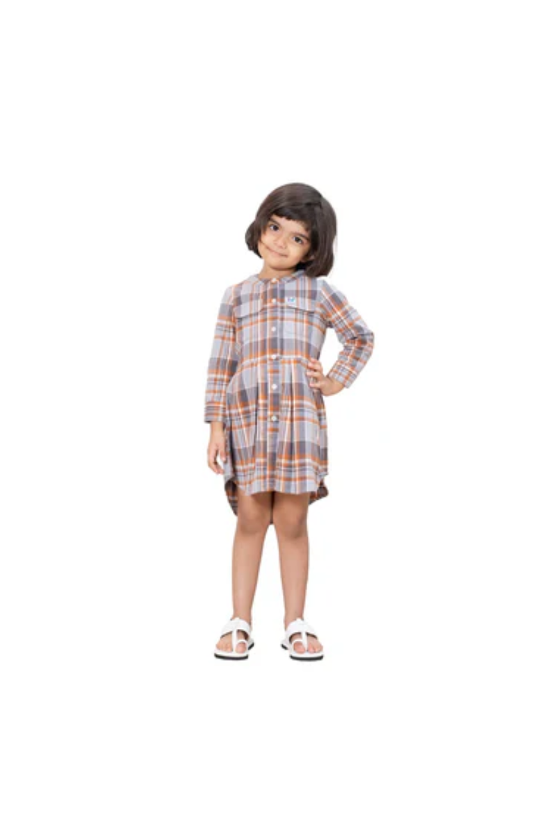 Girls Fall Checked Dress