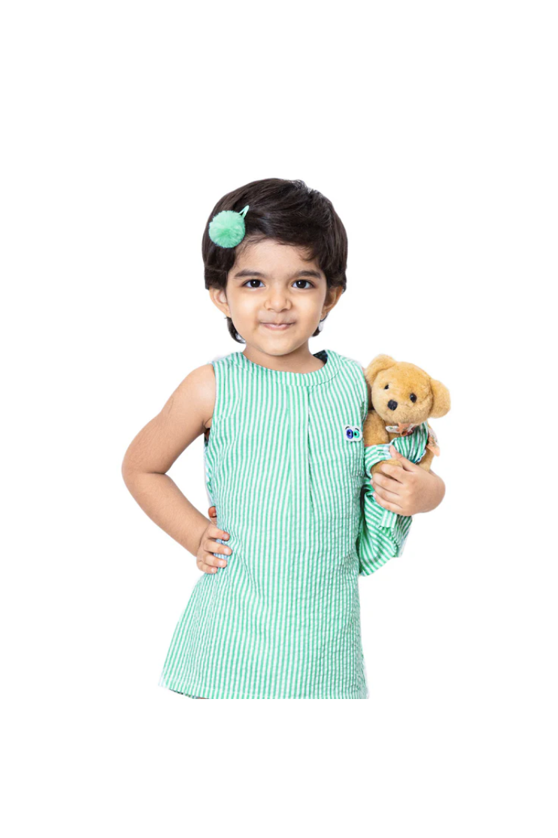 Girls Green Seersucker Dress