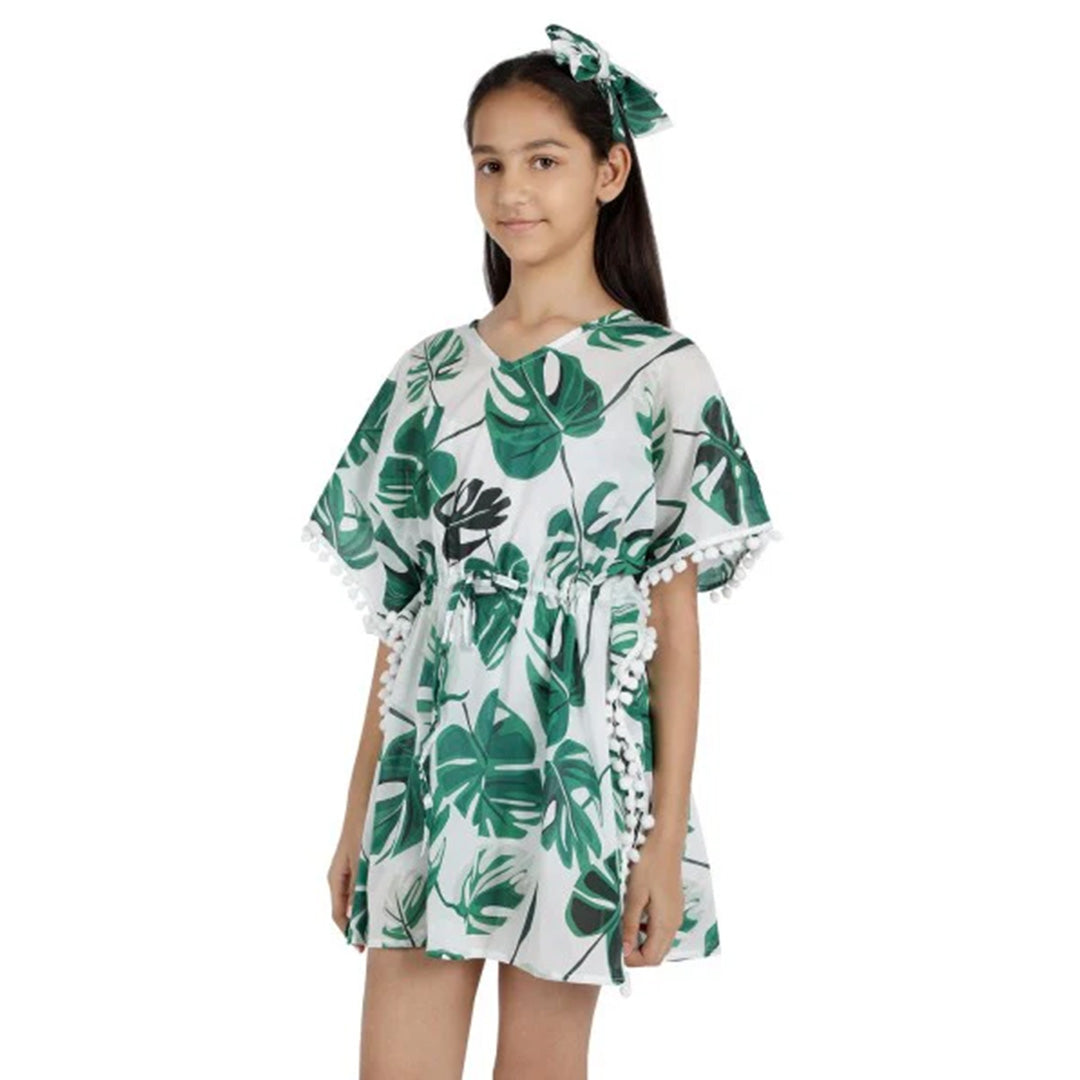 Big Leaf Print Pure-Cotton Cover-Up