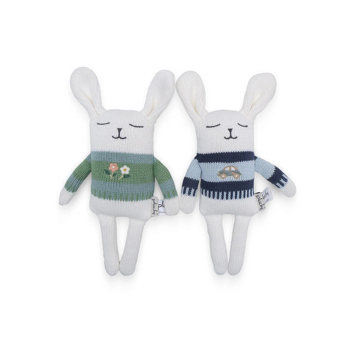 Blossom & Zoomie Bunny Cotton Knitted Stuffed Soft Toy (Set of 2)