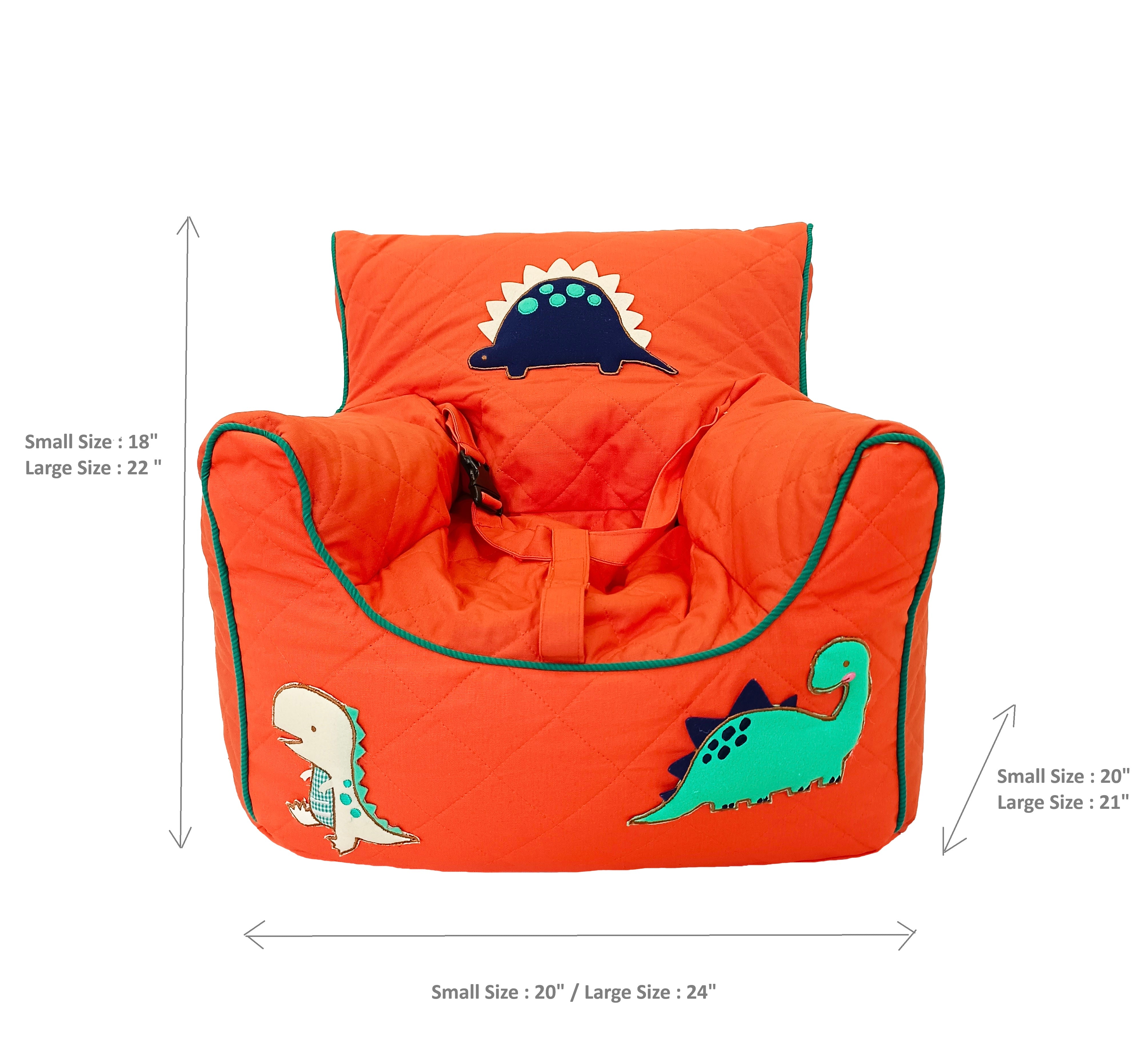 Dino Orange Quilted - BeanChair Cover