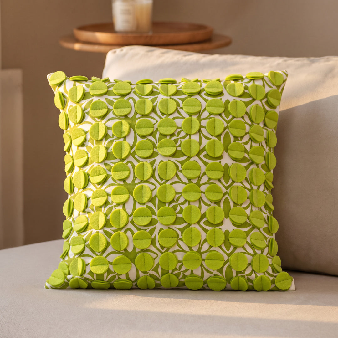 Circle On Circle Green Cushion