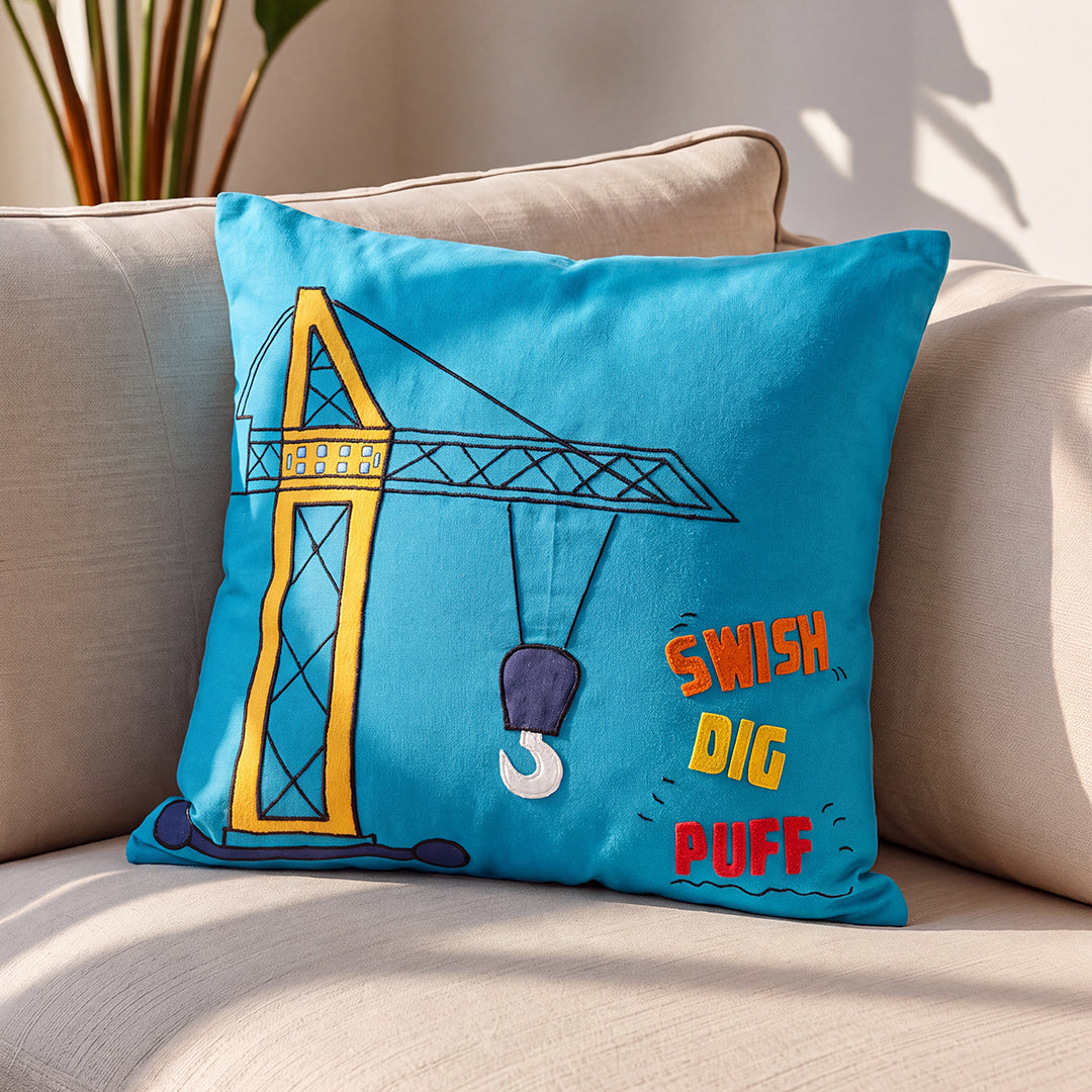 Boys N Toys Swish Dig Puff  Blue Cushion