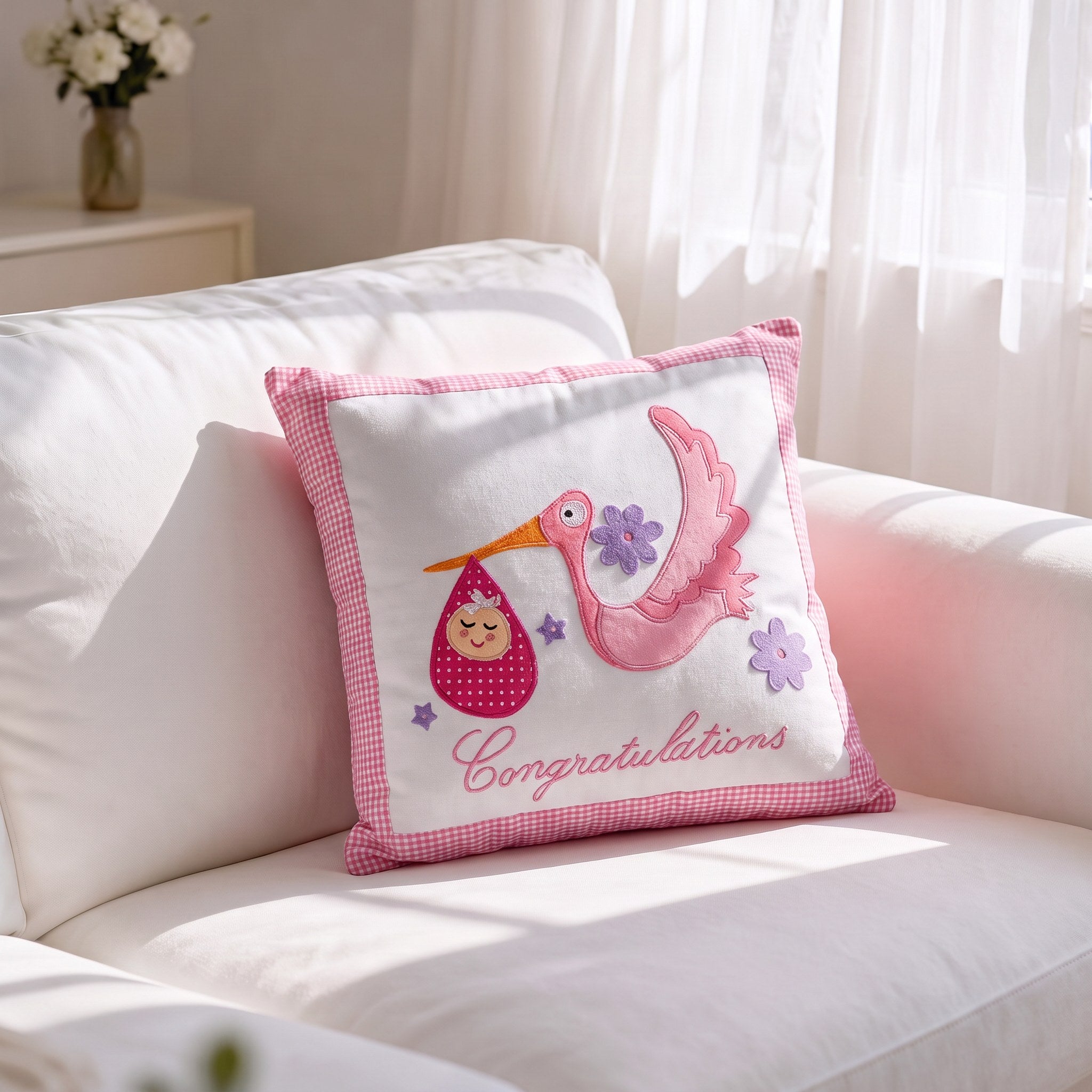 Congratulations - 12" x 12" Cushion Cover Pink