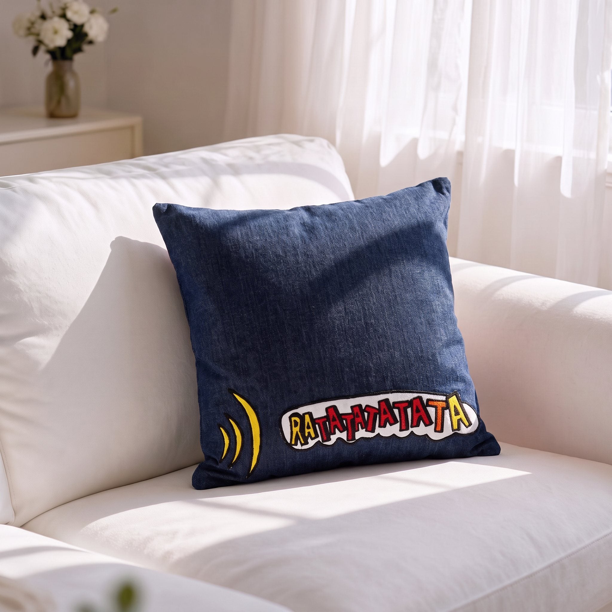 Comic Connection Dark Denim 12" x 12" Cushion Cover