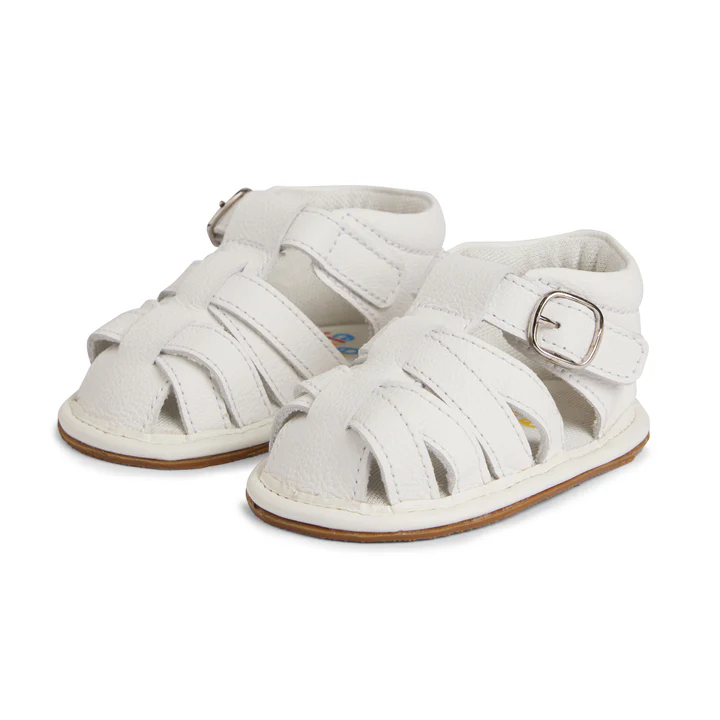 Crisscross White Leather Sandal